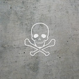 Decal Stickers of Skull and Crossbones (White) (Set of 2) Premium Waterproof Vinyl Decal Stickers for Laptop Phone Accessory Helmet Car Window Mug Tuber Cup Door Wall - BICVER1f68562WHW19Y24