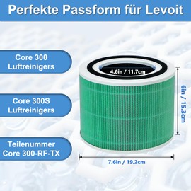Covienapp Core300-RF-TX Replacement Filter Compatible with LE-VOIT Core 300 and Core 300S VortexAir Purifier, 3-in-1 H13 True HEPA Filter Replacement, Part # Core 300-RF-TX Toxin