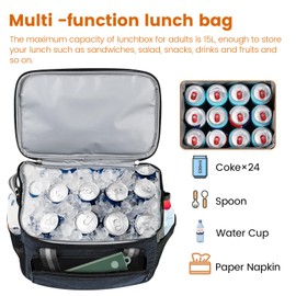 DUNSOO Cool Bag 15 L, Cool Bag Small for On the Go, Foldable Thermal Bag for Picnics, BBQs, Camping, Excursions, Shopping, Car