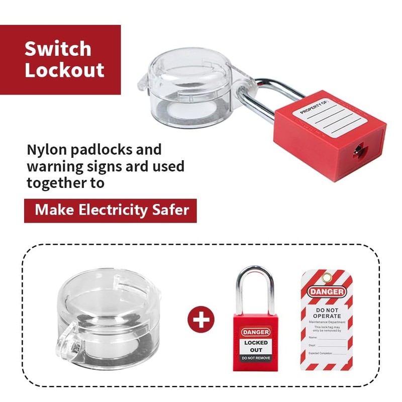 HiLKCO 1.18in (30mm) Transparent Lockout Box for Emergency Stop Wall