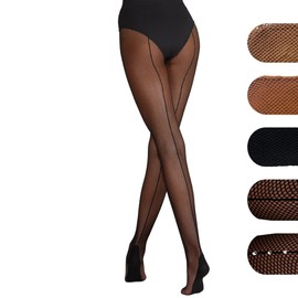 Silky Dance Professional Back Seam Fishnet Dance Tights Latin Dance Tights - Large - Black