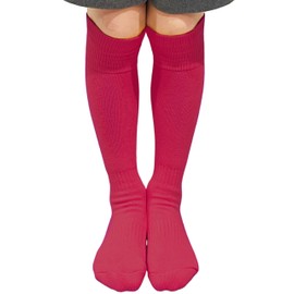 COUVER Kids Junior Multi-Sports Knee Socks w/Cushion, HOT PINK, Youth Large, 1PR