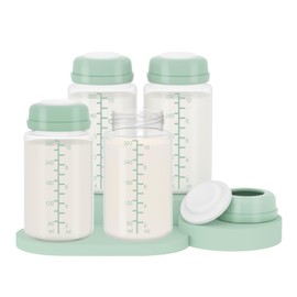 4 botellas de almacenamiento de leche materna de 10 onzas compatibles con SpectraS1 S2 9 Plus SG/Motif Luna/otros Brida de boca ancha, contenedor de leche materna para Momcozy enfriador portátil de 22