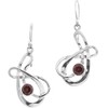Garnet Abstract Fish Wire Frame 925 Sterling Silver Earrings, 1/2"