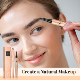 Lápiz de Cejas,Nuevo Lápiz de Tatuaje de Cejas Microblading 3D con Punta de 4 Horquillas, 3D Microblading 4 Fork Tip Tattoo Pencil,Crear Cejas Naturales (Marron oscuro)
