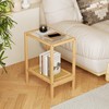 Bamworld Side Table Nature Rattan Night Stand Glass End Table
