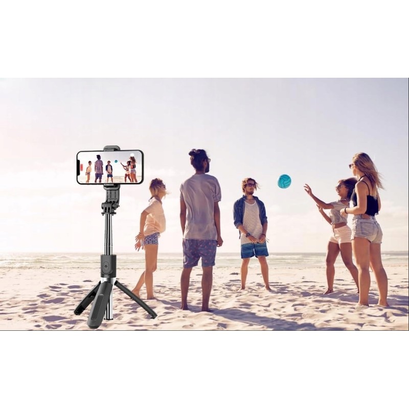 Selfie Stick Tripod, 35" Extension, Bluetooth Camera Remote, Attached Fill