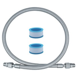 Compressor Jumper Hose, Rust-steel Metal Air Hose, 3/8-inch NPT Male Head X 40" Length, 750°F, 450 PSI, Accessories on both Sides Can Rotate Freely
