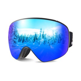 POPOACTI Ski Snowboard Goggles with Magnetic Polarized Interchangeable lens,UV Protection,for Men Women Youth (Blue)