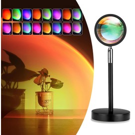 Exnemav Sunset Lamp Night Light - 16 Colors & 4 Modes Sunset Projection Lamp with Remote, Color Changing Rainbow Sunlight Lamp, Romantic Visual Led Light Projector for Photography Room Decor