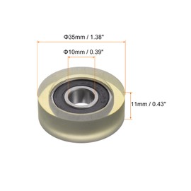 HARFINGTON PU Pulley Roller Bearing 10x35x11mm Polyurethane Coated Guide Wheel for Industrial, Green