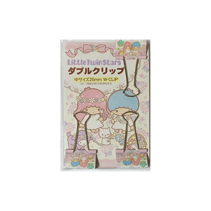 Sanrio リトルツインスター ダブルペーパークリップ 3個セット ピンチ 1インチ オフィス文房具