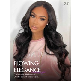 LUVME HAIR 5X5 Loose Body Wave Glueless Human Hair Wig Pre Cut Lace Front Wig Pre Plucked Ready to Go Black Wig For Women (16 Inch & Precut Lace)