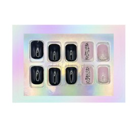 Luluizy Press On Nails Medium Square Nail Tips Reusable Kit 24pcs in sizes with Nails Glue Adhesive Gel Sticker 5 Accessories (Stella)