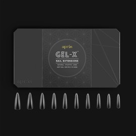 Apres Nail Gel-X Natural Stiletto Long Box of Tips, 500 Gel-X Tips, Soft Gel Tips, 10 Sizes 0-9, No Size 00 Included