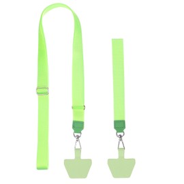 PATIKIL Smart Phone Lanyard, 2Pcs Adjustable Crossbody Cell Phone Neck Strap Lanyard with Wrist Strap and 2 Patches for Most Smartphones ID Badges Keychain, Light Green