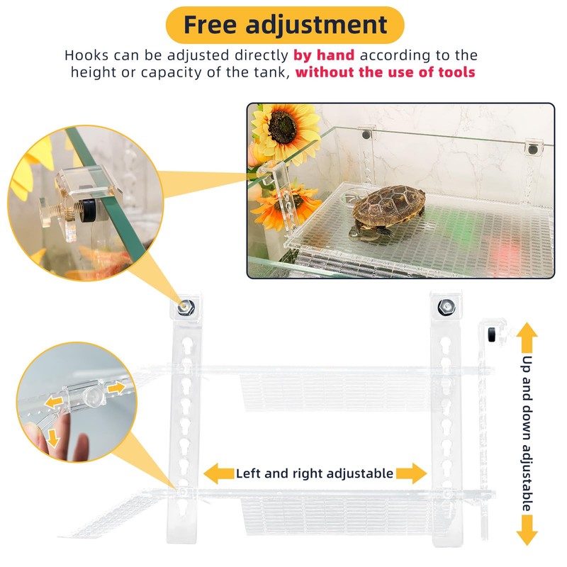 Easy Mount Turtle Basking Platform with Adjustable Hanging Ramp 13.8x7.9