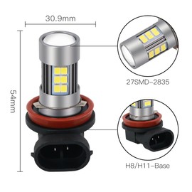 BlyilyB H11/H8 5800K Daily White High Brightness LED Fog or DRL Lamps Replacement For Cars (Pack of 2)