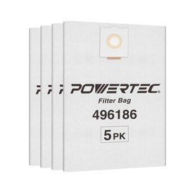 POWERTEC 75038 Filter Bag for Festool 496186 Fits CT 36, 5PK