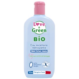 Love & Green - Acqua micellare detergente Bio 0% 500 ml - Made in France - La confezione può variare