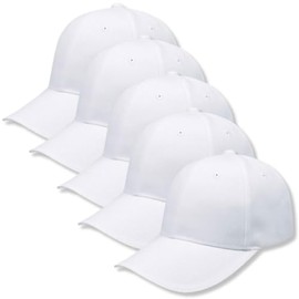 Genérico Paquete 5 Gorras Económicas de Acrilico, Lisa, Cachucha Unisex, Ajustable, Ideal para Bordar y Campañas Publicitarias. (MX/US, Alfa, Talla única, Blanco)