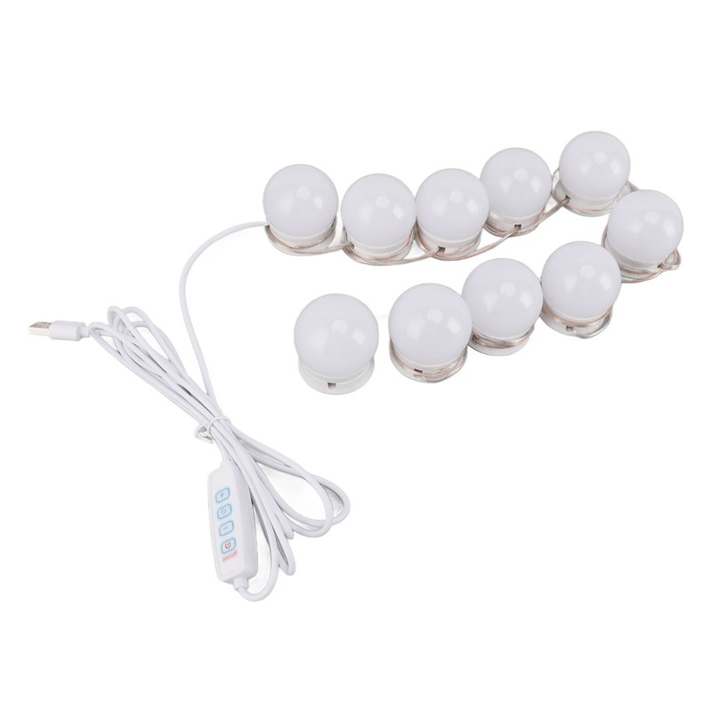 LED Vanity Lights with 10 Dimmable Bulbs USB Adjustable Color