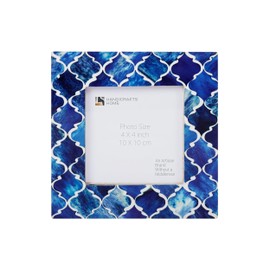 HANDICRAFTS HOME 4x4 Photo Picture Frames, Art Wall Hanging Décor - Moroccan-Blue