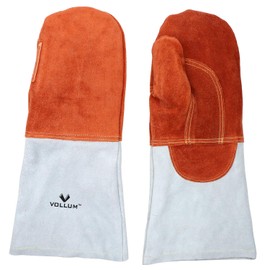 Vollum High-Heat Orange-Top Suede Oven Mitts (1 Pair) 16 Inch, Resistant to 572F