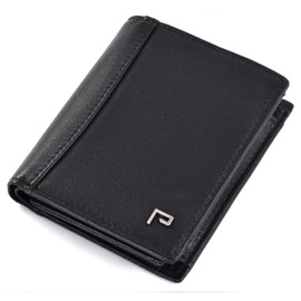POCARDO Smart Men's Leather Wallet RFID Protection 4 Exclusive Leather Patterns with or without Coin Compartment, black, with coin pocket, Wallet