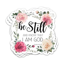 3PCs Be Still and Know That I Am God Sticker Floral Christian Bible Verse Sticker Religious Faith Scripture Waterproof Vinyl Stickers For Water Bottle Laptop Journal Decals Gifts For Adults Kids 3"x3"
