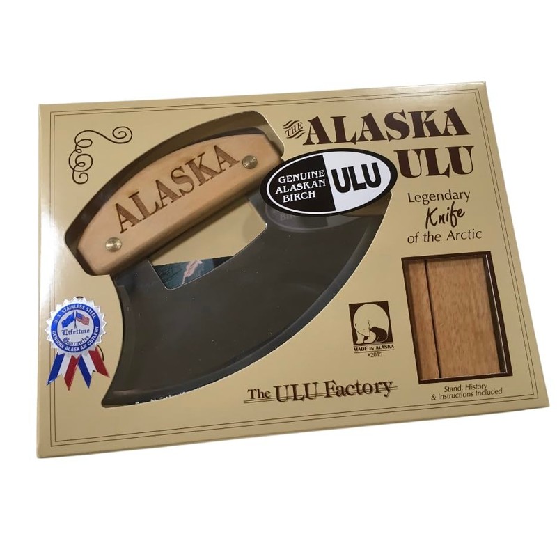 The Ulu Factory Alaska Birch Ulu Knife 6" Stainless Steel