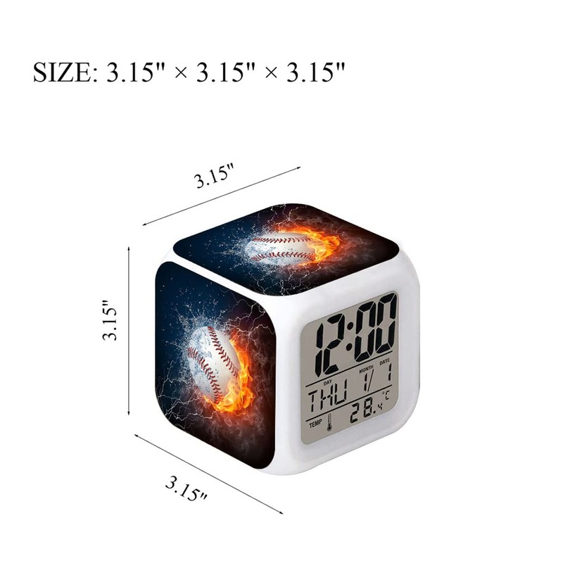 Cointone Led Alarm Clock Baseball Burning Sport Design Creative Desk