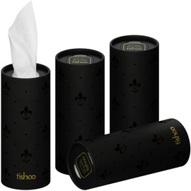 tishoo 4 Ply Ultra Luxurious Handkerchiefs with Hyaluronic Acid | For Car Cup Holders | Home & Travel | 4 Tubes x 40 Wipes | White/Pure