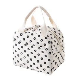 Esoes Insulated Cute Lunch Bag for Women, Cute Corduroy Lunchbag with Aluminum Lining, Large Capacity Reusable Cooler Lunch Box for Trave Work (flower)