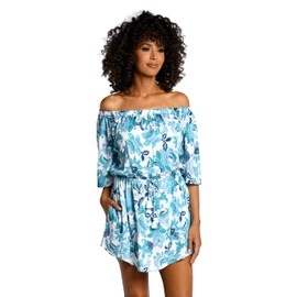 La Blanca Womens Dress Swimsuit Swimwear Cover Up, Emerald//Santorini Sun, Medium US