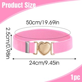 Lnngub Elastic Belt for Girls, Children's Fashion Belt, Adjustable Polyester Belt with Zinc Alloy Heart Buckle for Jeans, Dresses, Sweaters (Suitable for Waist Size: 50 cm - 70 cm), pink