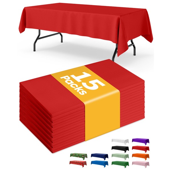 Niuara Red Plastic Table Cloth Rectangle Table 15 Pack, 54''×108''