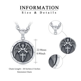 TRISHULA Archangel Michael Saint Christopher Necklace 925 Sterling Silver Amulet Medal Pendant Religious Jewellery Gifts for Men and Women, Sterling Silver