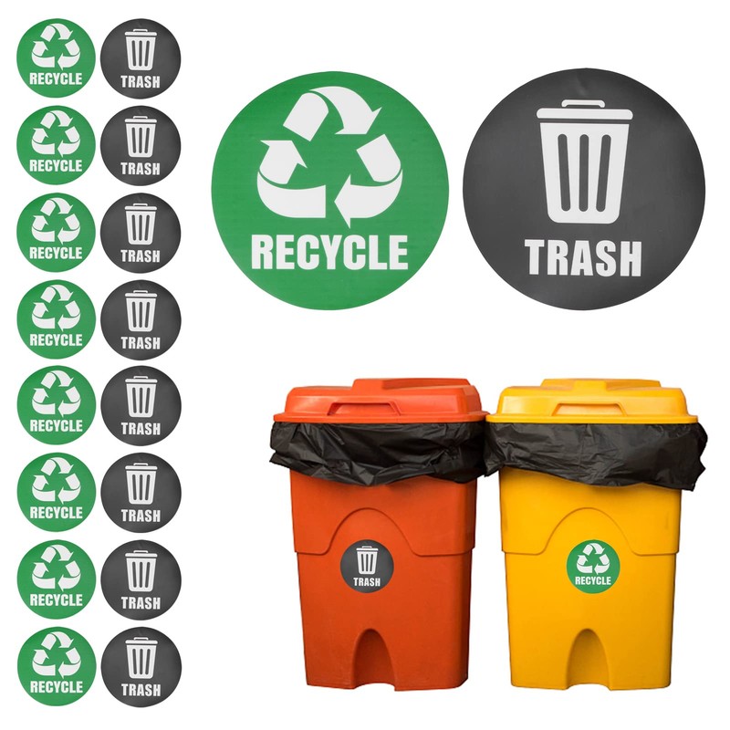 HERCHR 18Pcs Trash Bin Label, Recycle Sticker for Outdoor indoor