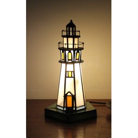 Tokira Vintage Tiffany Style Table Lamps, Stained Glass Small Table Lamps Tower Patterns, Handicraft Gift Bedroom Bedside Table Lamp Lamp for Living Room