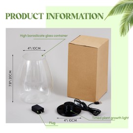 Maxdot Glass Plant Terrarium Kit with Light for Succulent, Moss, Miniature Gardening Landscape, Betta Fish Tank, Office Home Decoration, Plant Lovers Gifts (6.9 x 7.8 Inch)