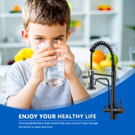 QAOYEDE 3-Way Kitchen Faucet, Pull Down 3-in-1 Kitchen Faucet with Filter Faucets, Sink Faucet for Ro System, Drinking Water Tap, Matte Black (Without Filtration Device)