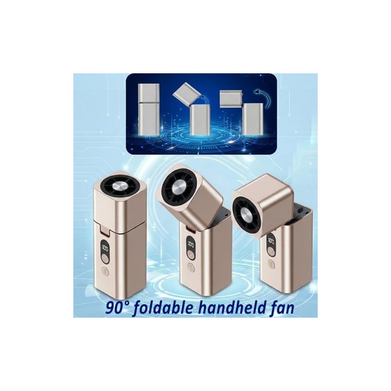 Ronjregan Metal Mini Handheld Fan 1-100 speed 15000RPM, 5000mAh Rechargeable