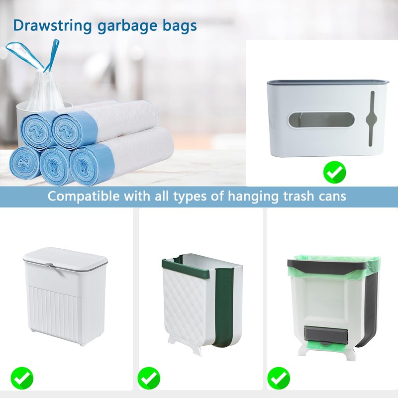 Garbage Bags, Small Drawstring Bin Bags 12L 45x50CM 75 PCS