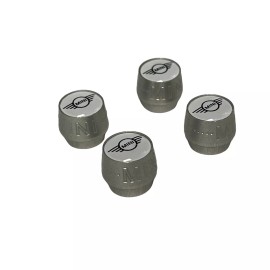 MINI Cooper Emblem Logo Silver Tire Valve Stem Caps Set of 4 Machined Aluminum