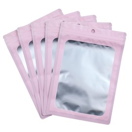 Millefiore Resealable Mylar Pouch Bag Great for Office Home Party Favor Food Storage (100PCS, Pink Color, 3 x 4.7 inch)
