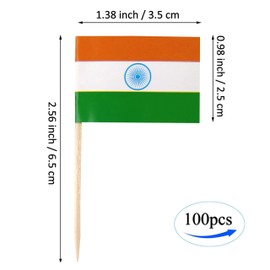 JBCD India Toothpick Flag Indian Mini Small Cupcake Topper Flags, 100 pcs