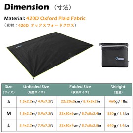 TRIWONDER Tent Tarpaulin, Camping Tarp, Tarp for Hammock, Waterproof Rain Cover, Sun Protection, Picnic Blanket for Outdoor Camping (Green, M - 80 x 220 cm)