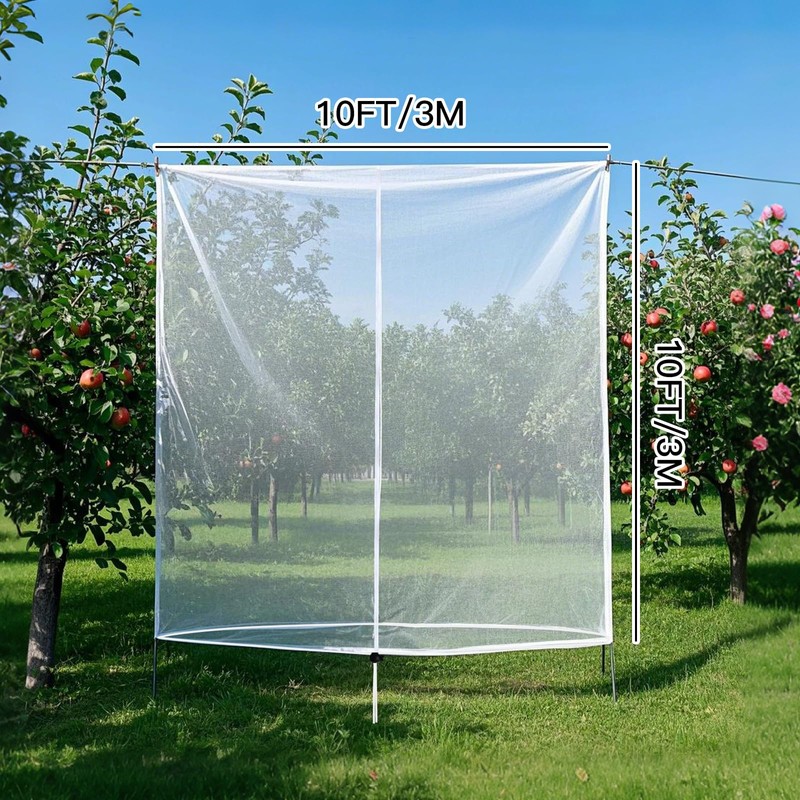 Large Fruit Tree Netting, Cookmaster 10x10Ft Insect Bird Barrier Netting