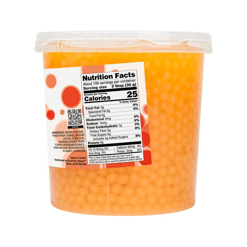 Tea Zone [7 Pounds] Peach Popping Pearls for Boba Tea